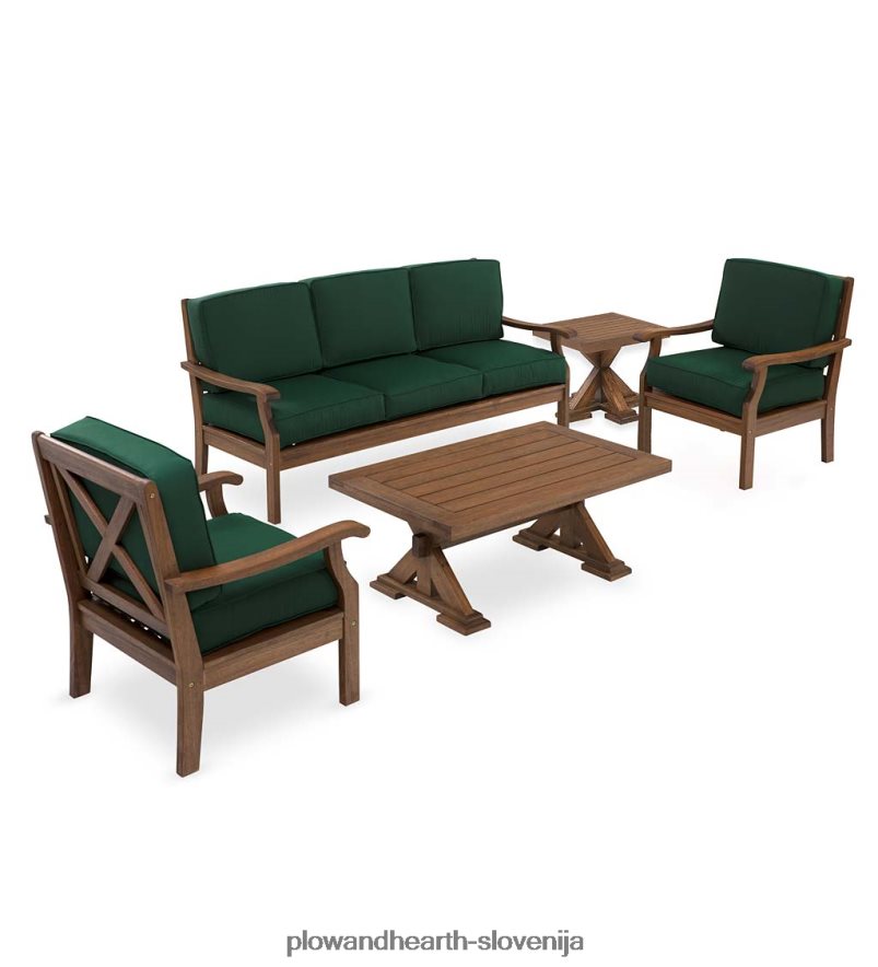 zbirka sedežev claremont, zunanje pohištvo iz evkaliptusovega lesa Plow & Hearth 2V46081090 gospodinjska posoda