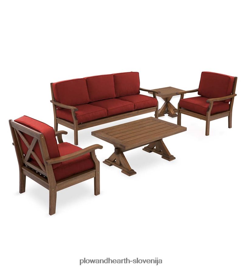 zbirka sedežev claremont, zunanje pohištvo iz evkaliptusovega lesa Plow & Hearth 2V46081090 gospodinjska posoda