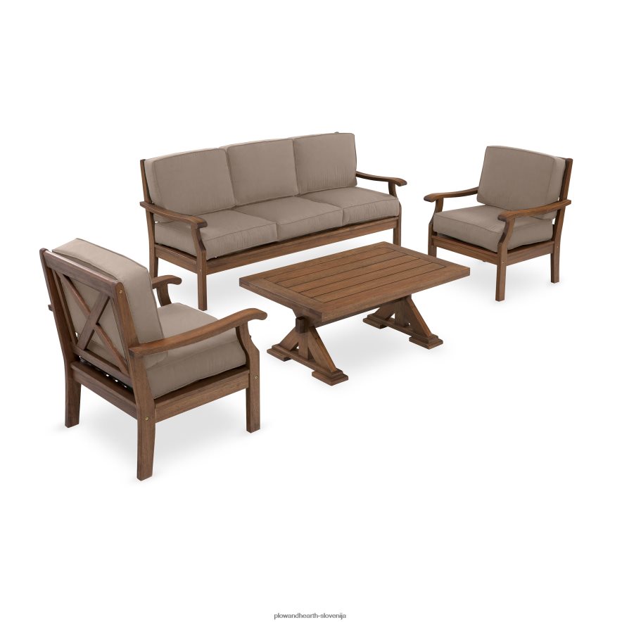 zbirka sedežev claremont, zunanje pohištvo iz evkaliptusovega lesa Plow & Hearth 2V46081090 gospodinjska posoda