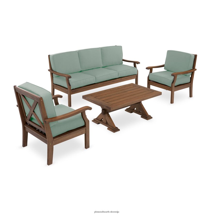 zbirka sedežev claremont, zunanje pohištvo iz evkaliptusovega lesa Plow & Hearth 2V46081090 gospodinjska posoda