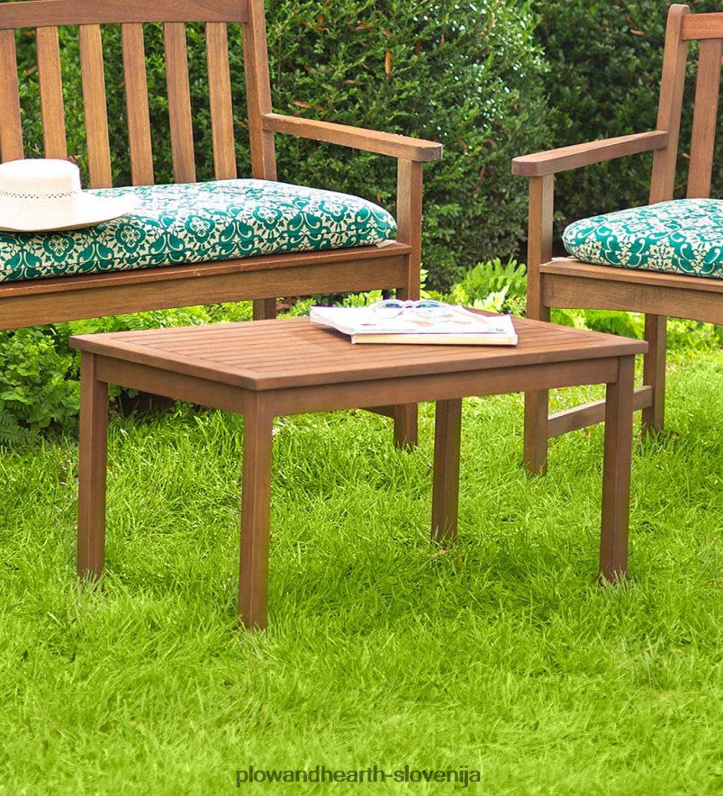 zunanja klubska mizica iz lesa lancaster evkaliptusa - naravna Plow & Hearth 2V46081157 gospodinjska posoda