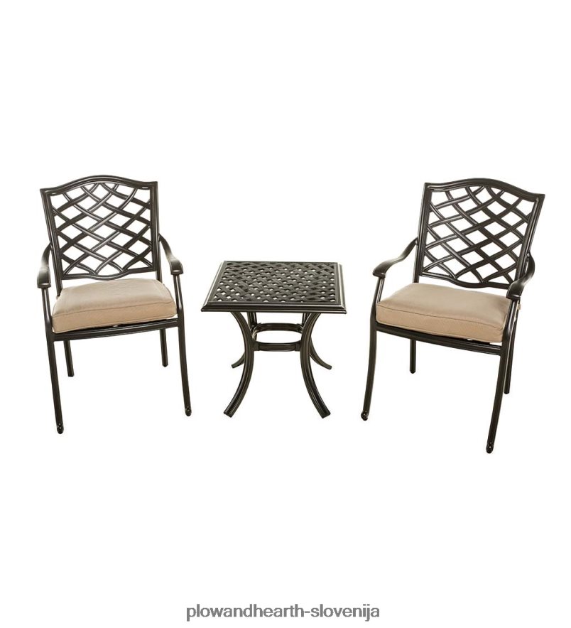 zunanji fotelji iz litega aluminija park grove z blazinami, komplet 2 kom Plow & Hearth 2V46083216 gospodinjska posoda