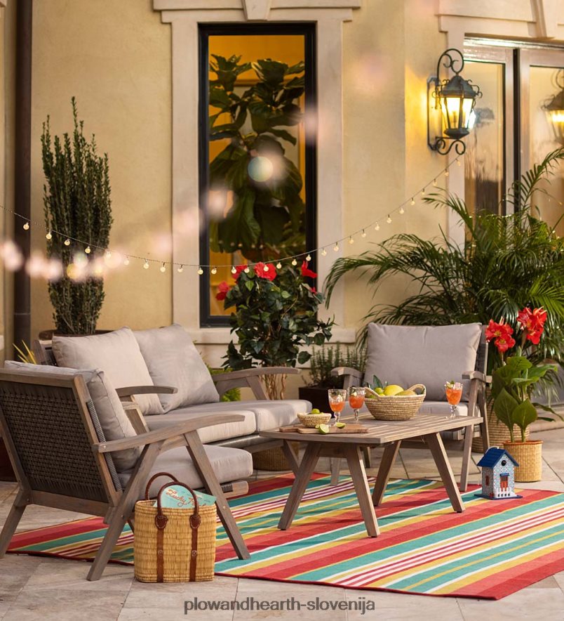 notranja/zunanja preproga iz poliestra s črtasto teksturo Plow & Hearth 2V46081400 gospodinjska posoda