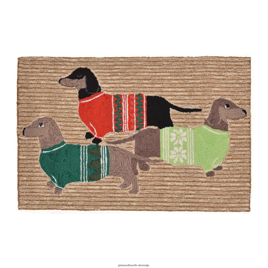 notranja/zunanja ročno vezana počitniška jopica za pse poudarjena preproga Plow & Hearth 2V46081336 gospodinjska posoda