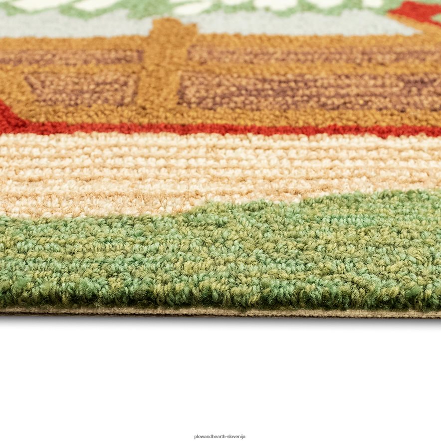 notranja/zunanja ročno zataknjena božična preproga s poudarkom na boru Plow & Hearth 2V46081321 gospodinjska posoda