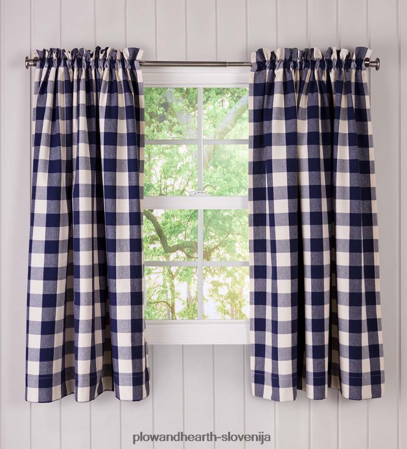 bombažne zavese v karo karo, 54 l par - črne Plow & Hearth 2V46083171 gospodinjska posoda