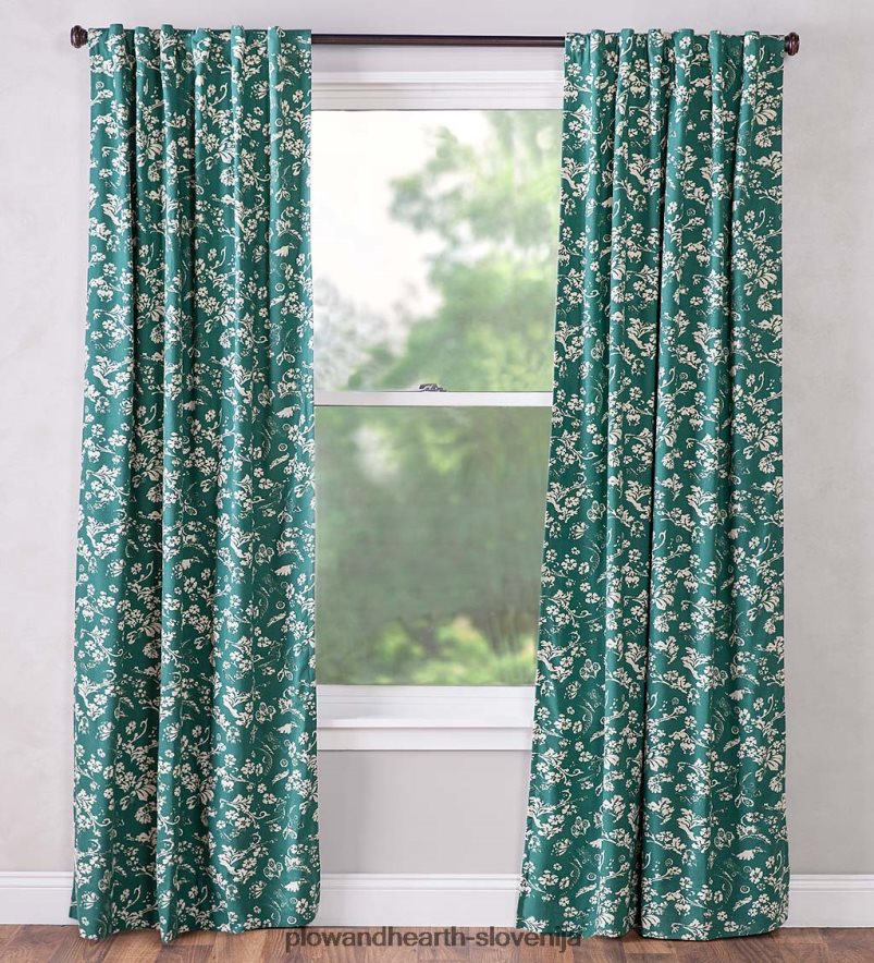 izolacijska panelna zavesa z žepkasto palico iz cvetličnega damasta, 42 š x 63 d - rdeča Plow & Hearth 2V46083148 gospodinjska posoda