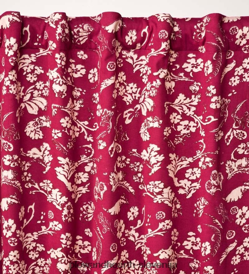 izolacijska panelna zavesa z žepkasto palico iz cvetličnega damasta, 42 š x 63 d - rdeča Plow & Hearth 2V46083148 gospodinjska posoda