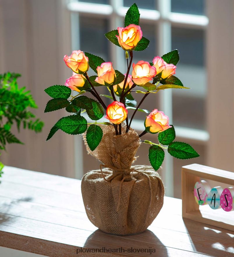 osvetljen namizni šopek vrtnic Plow & Hearth 2V46082408 gospodinjska posoda