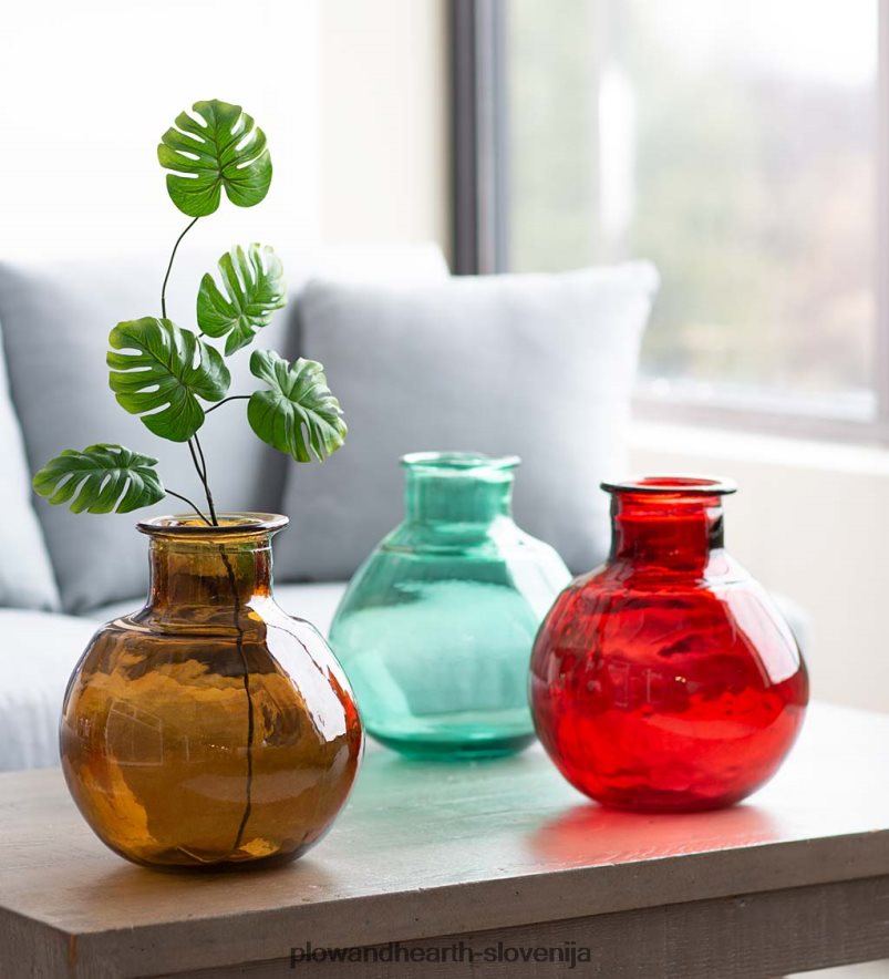 ovalna vaza z baloni iz recikliranega stekla - roza Plow & Hearth 2V46082465 gospodinjska posoda