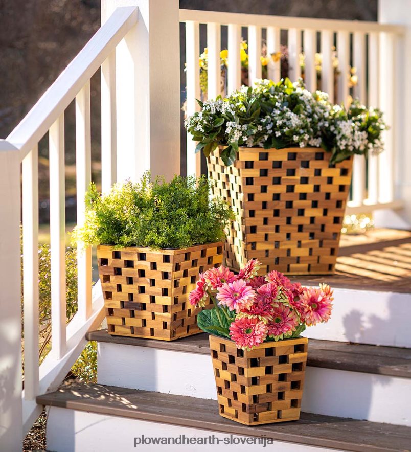 sadilniki iz recikliranega lesa, komplet 3 kosov Plow & Hearth 2V46082477 gospodinjska posoda