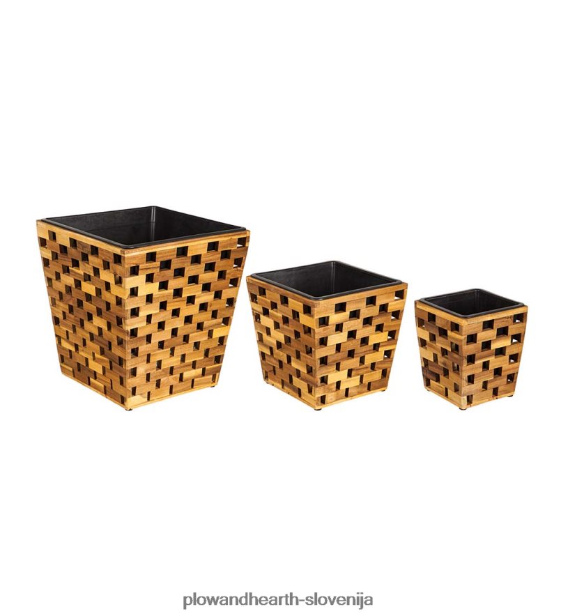 sadilniki iz recikliranega lesa, komplet 3 kosov Plow & Hearth 2V46082477 gospodinjska posoda