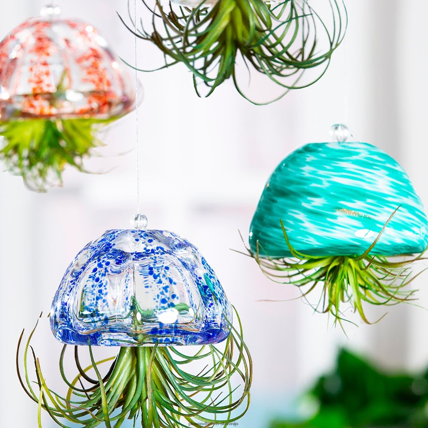 umetniško steklo zračni rastlinski dekor - modrozelena Plow & Hearth 2V46082340 gospodinjska posoda