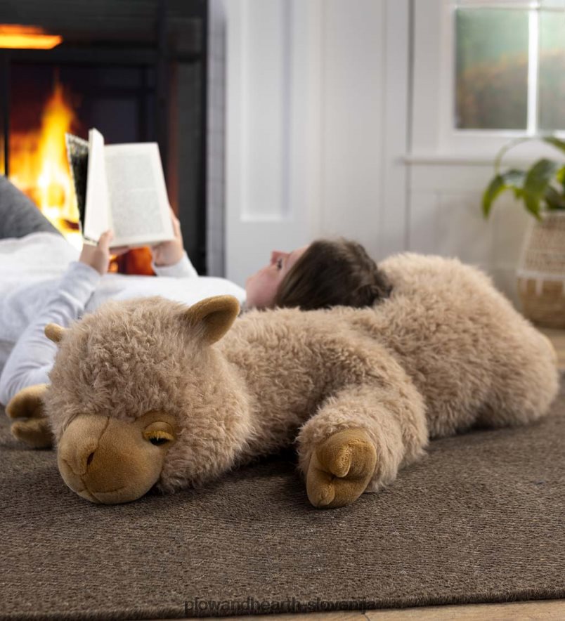 allie vzglavnik iz plišastega živalskega trupa iz alpake - tan Plow & Hearth 2V46082489 gospodinjska posoda