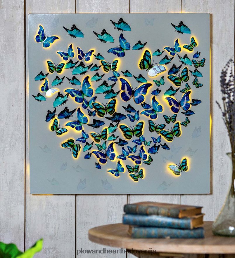 osvetljen kovinski metulj na steni Plow & Hearth 2V46082421 gospodinjska posoda