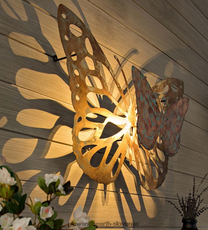 osvetljena lasersko izrezana stenska umetnost metulja Plow & Hearth 2V46082387 gospodinjska posoda