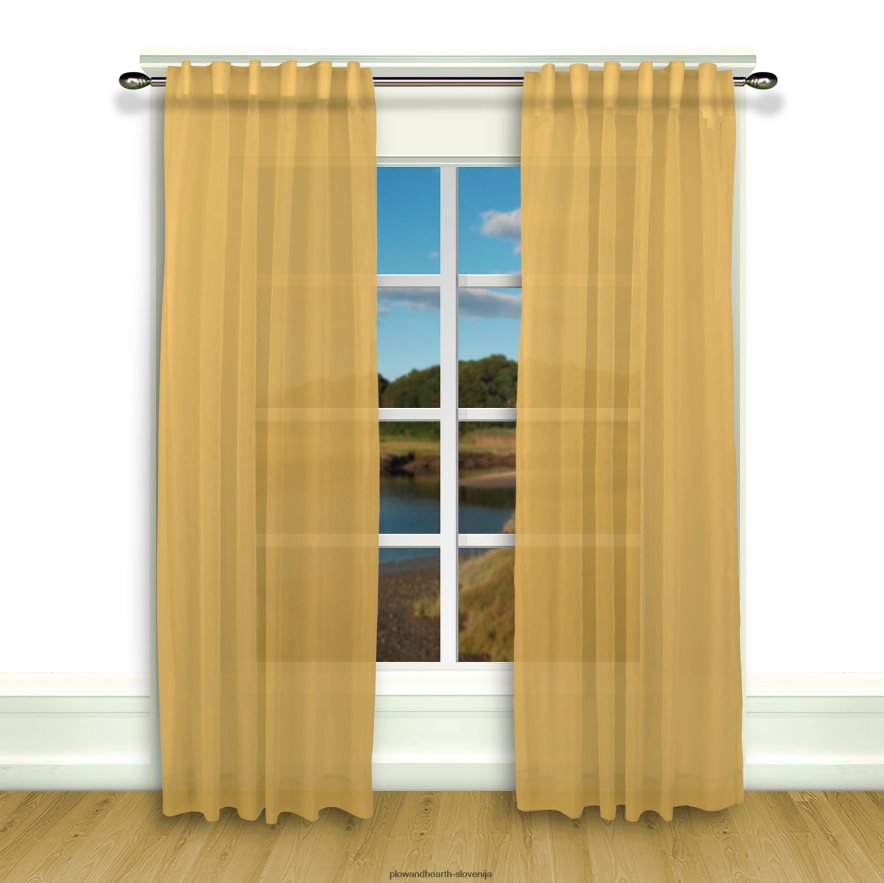 layla pari nagubanih panelnih zaves - butterscotch - 63 x 104 Plow & Hearth 2V46082603 gospodinjska posoda