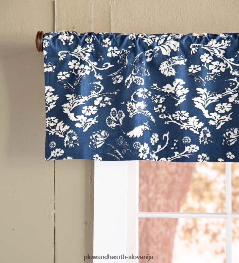 izolacijska zavesa z žepkasto palico iz cvetličnega damasta, 42 š x 14 d - zimzelena Plow & Hearth 2V46083180 gospodinjska posoda