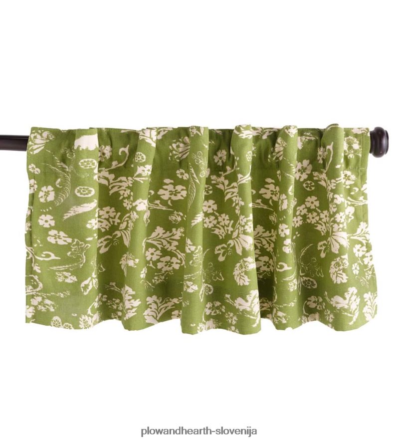 izolacijska zavesa z žepkasto palico iz cvetličnega damasta, 42 š x 14 d - zimzelena Plow & Hearth 2V46083180 gospodinjska posoda