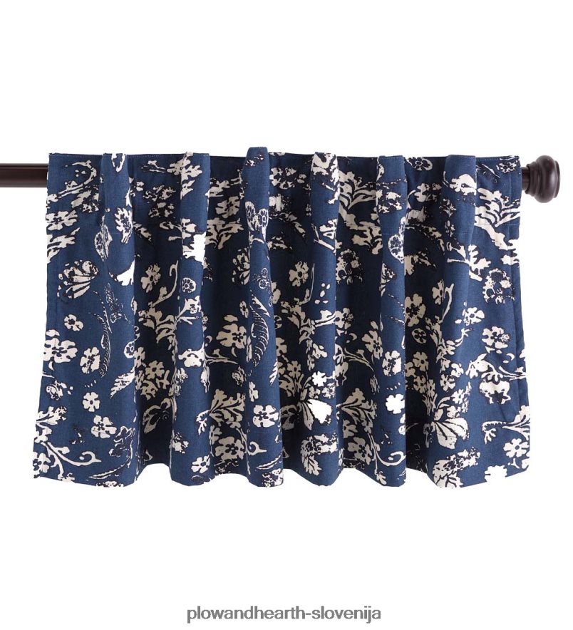 izolacijska zavesa z žepkasto palico iz cvetličnega damasta, 42 š x 14 d - zimzelena Plow & Hearth 2V46083180 gospodinjska posoda