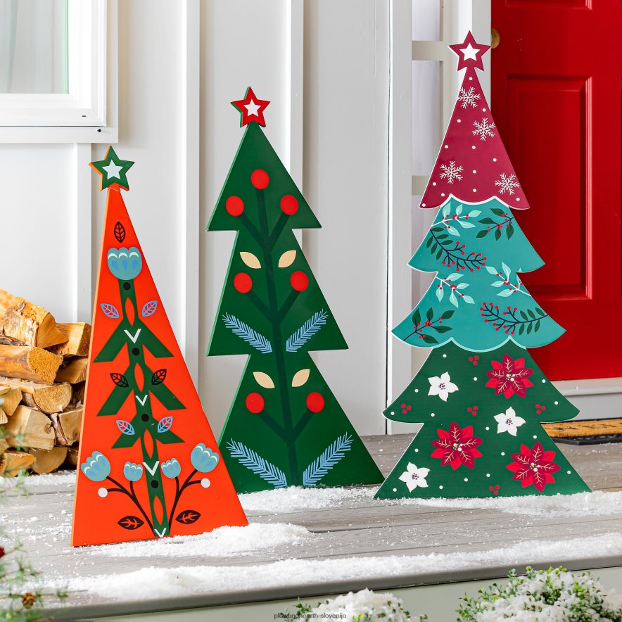 lesena nordijska praznična drevesca, 3 kom Plow & Hearth 2V46081718 gospodinjska posoda