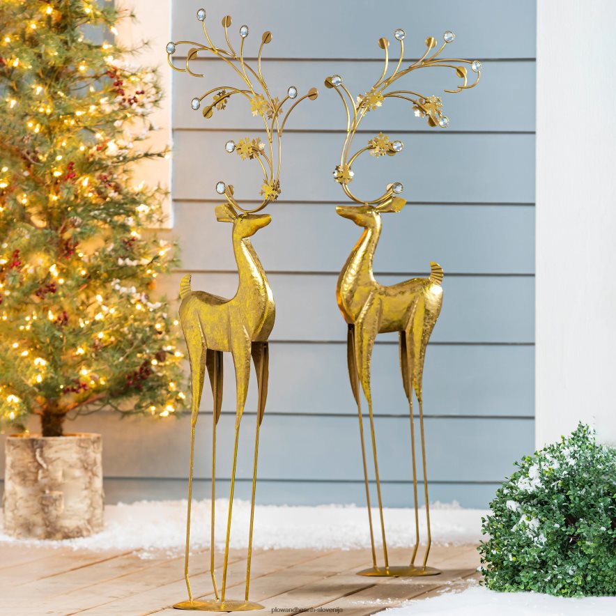 zlati kipi jelena, set 2 Plow & Hearth 2V46081721 gospodinjska posoda