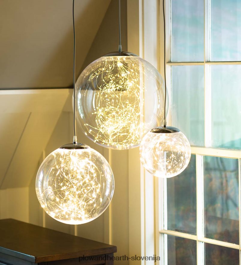 notranje/zunanje osvetljene akrilne krogle z mikro LED Plow & Hearth 2V46081663 gospodinjska posoda