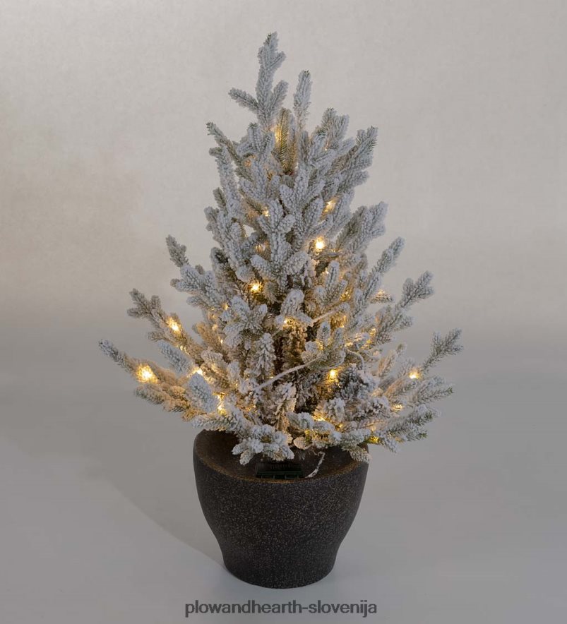 notranja/zunanja kosmičena smreka roanoke v lončku s toplimi belimi LED diodami Plow & Hearth 2V46081674 gospodinjska posoda