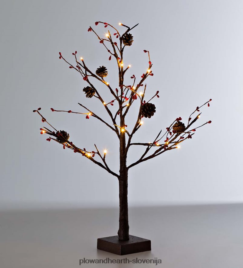 notranja/zunanja osvetljena namizna borovka in rdeče jagodičevje Plow & Hearth 2V46081675 gospodinjska posoda