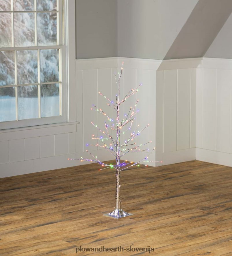 srebrno kovinsko drevo za notranje/zunanje prostore z lučkami z dvojno funkcijo Plow & Hearth 2V46081672 gospodinjska posoda