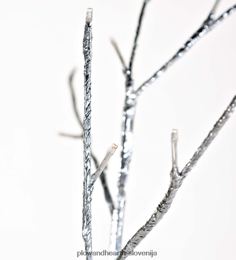 srebrno kovinsko drevo za notranje/zunanje prostore z lučkami z dvojno funkcijo Plow & Hearth 2V46081672 gospodinjska posoda