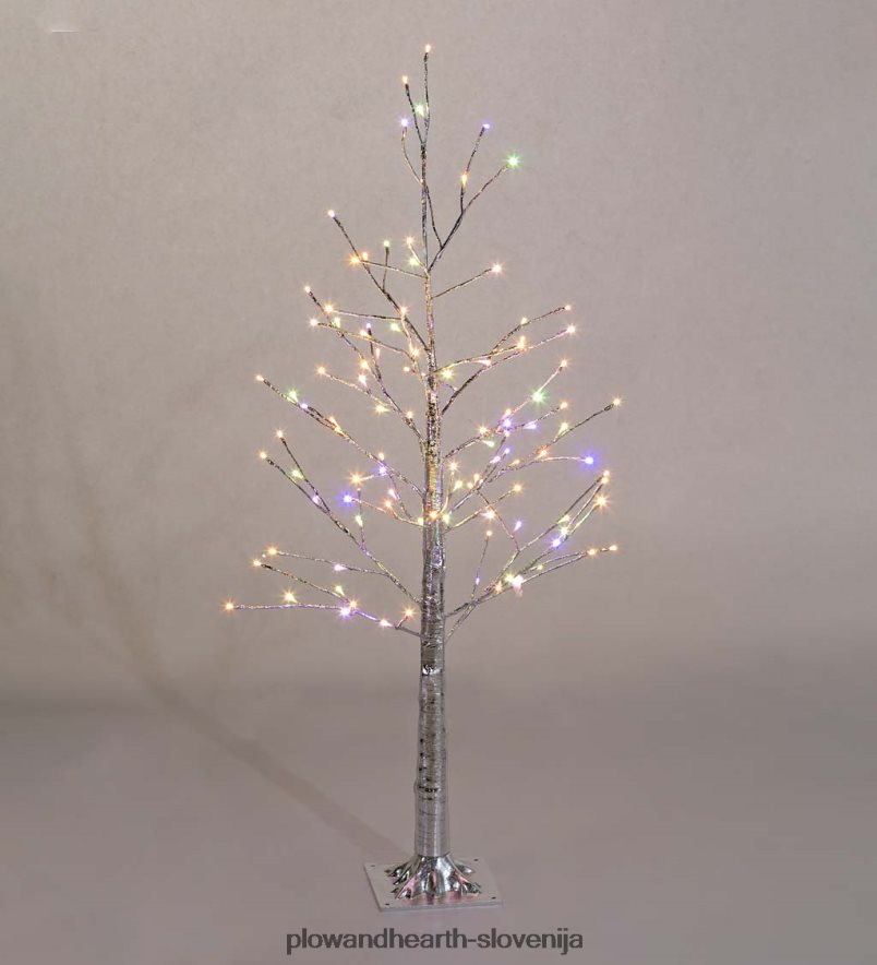 srebrno kovinsko drevo za notranje/zunanje prostore z lučkami z dvojno funkcijo Plow & Hearth 2V46081672 gospodinjska posoda