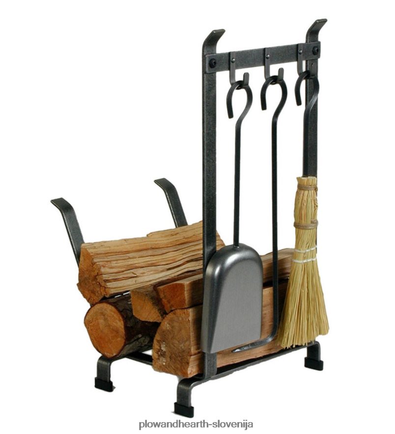ameriško izdelano stojalo za polena iz kovanega jekla s kompletom 3 orodij za kamin Plow & Hearth 2V46082736 dodatki