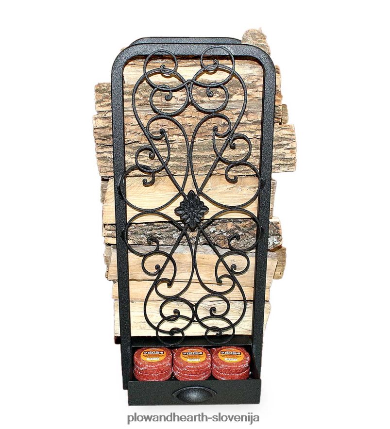 scroll wood regal s predalom - črn Plow & Hearth 2V46082966 dodatki