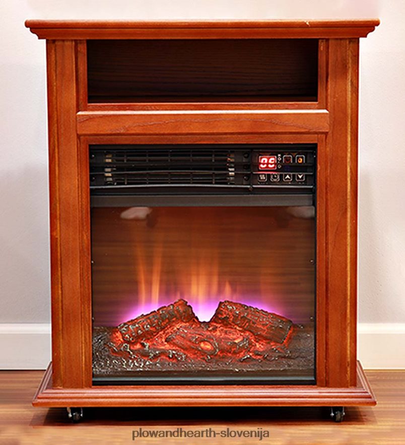 crestview mobilni kremenčev kamin na koleščkih - oreh Plow & Hearth 2V46082937 Ognjišče