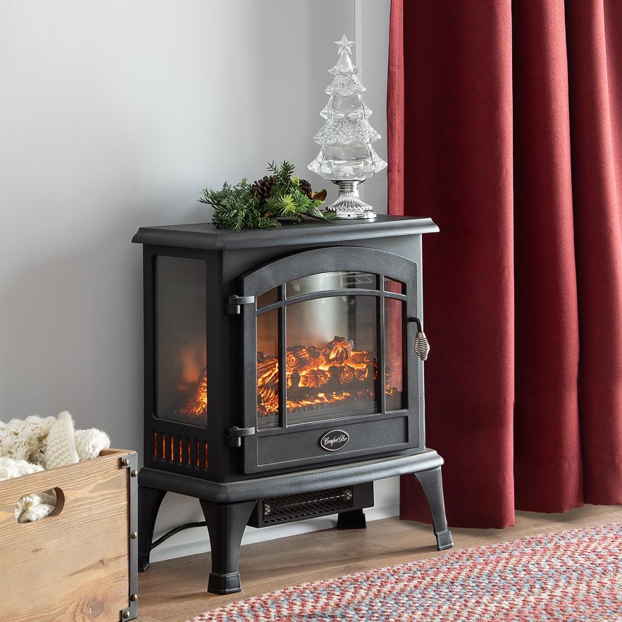 panoramski kvarčni infrardeči grelec - črn Plow & Hearth 2V46082932 Ognjišče