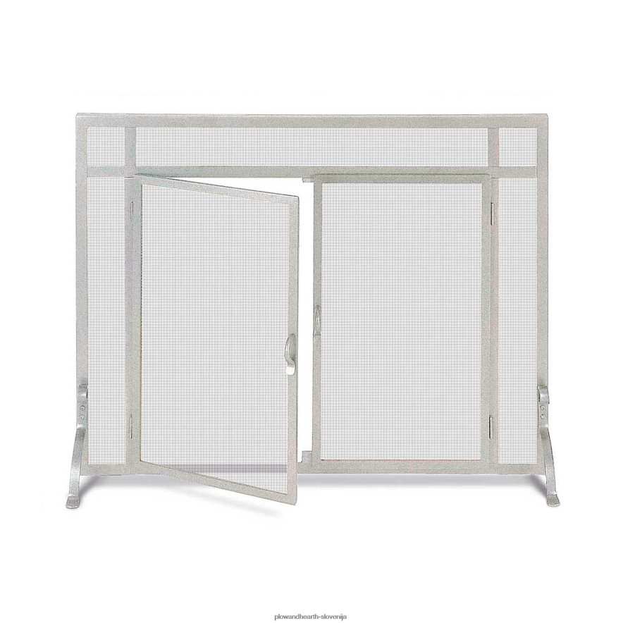 majhna mreža za kamin po meri, ravna zaščita z ravnimi vrati - črna Plow & Hearth 2V46082924 Ognjišče