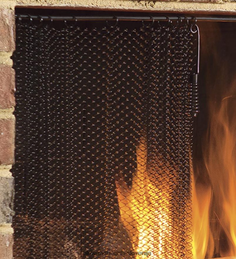 črna mrežasta zavesa pari zaves za kamin Plow & Hearth 2V46082898 Ognjišče