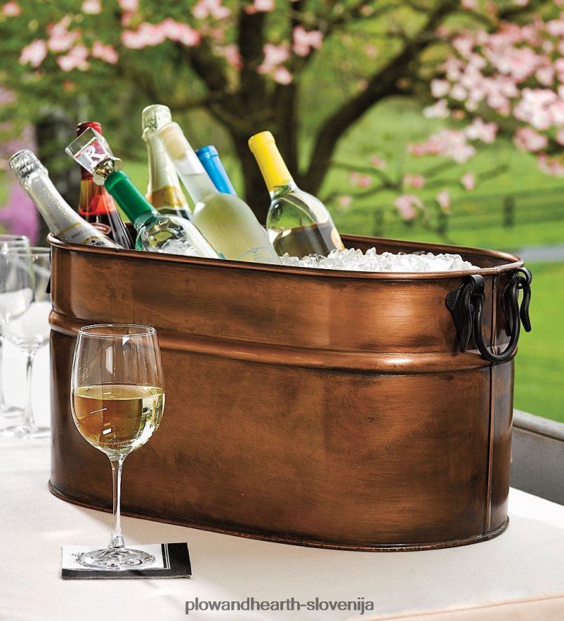 bakreno obdelano vedro za drva Plow & Hearth 2V46082707 Ognjišče