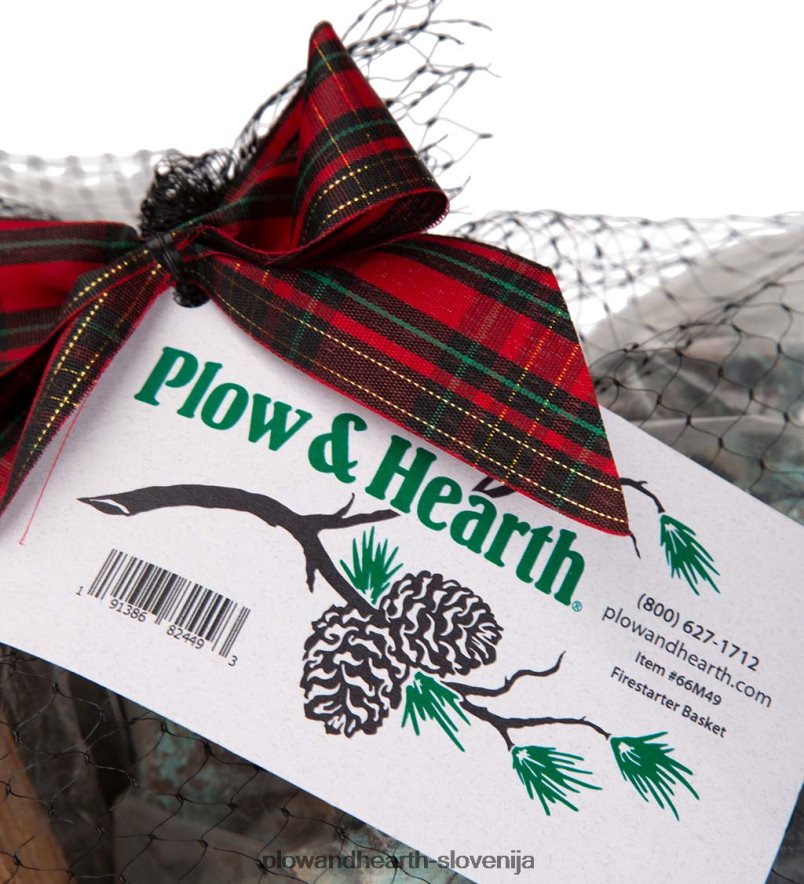 praznična darilna košara za podžig ognja z lesom, barvnimi stožci in voščenimi stožci Plow & Hearth 2V46082706 Ognjišče