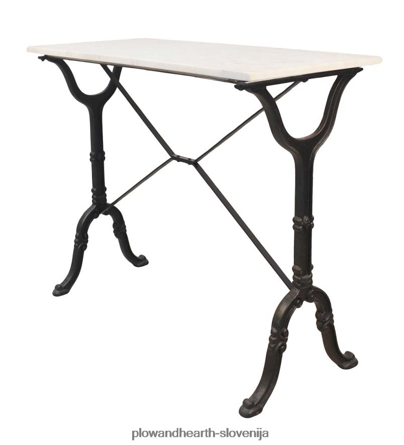 Konzolna mizica z marmorno ploščo in podnožjem iz litega železa - bela Plow & Hearth 2V46082086 pohištvo