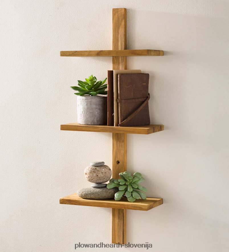 mini stenska polica iz tikovine Plow & Hearth 2V46082314 pohištvo