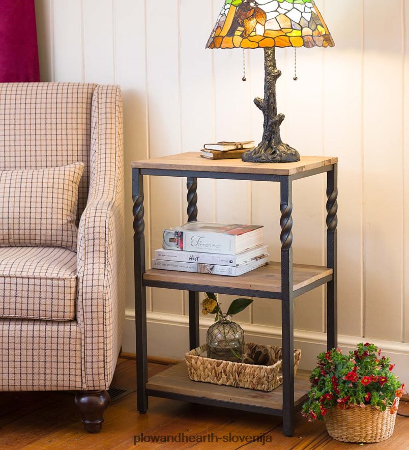 globoka končna miza s policami Plow & Hearth 2V46081973 pohištvo