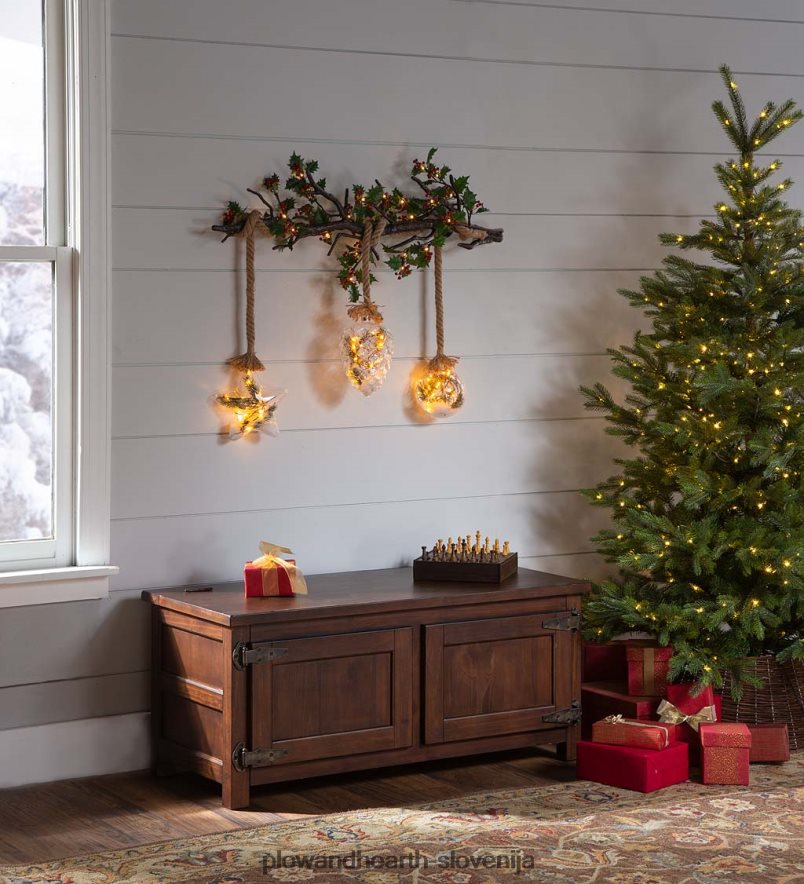 lesena klubska mizica/klop iz portlandske ledenice z repliko okovja - oreh Plow & Hearth 2V46081984 pohištvo