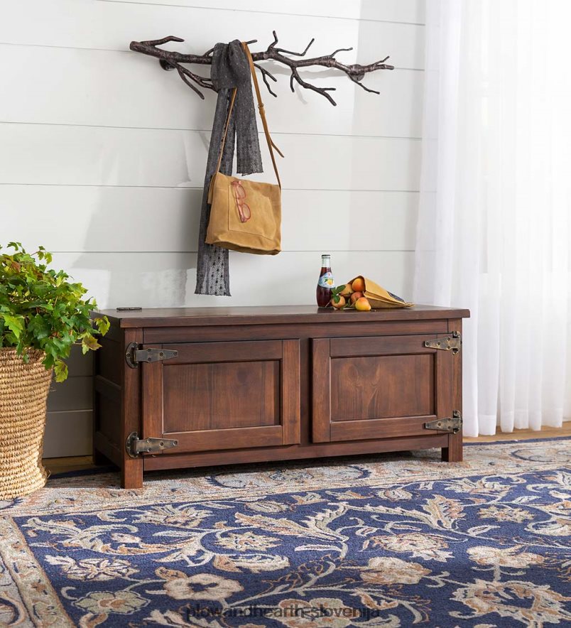 lesena klubska mizica/klop iz portlandske ledenice z repliko okovja - oreh Plow & Hearth 2V46081984 pohištvo