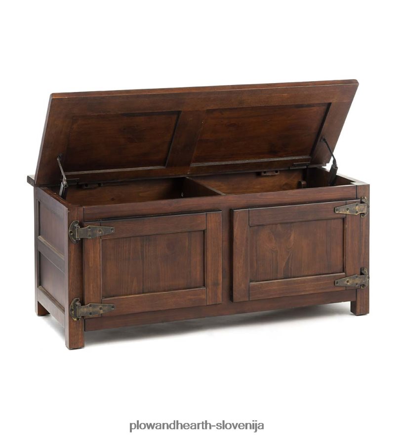 lesena klubska mizica/klop iz portlandske ledenice z repliko okovja - oreh Plow & Hearth 2V46081984 pohištvo