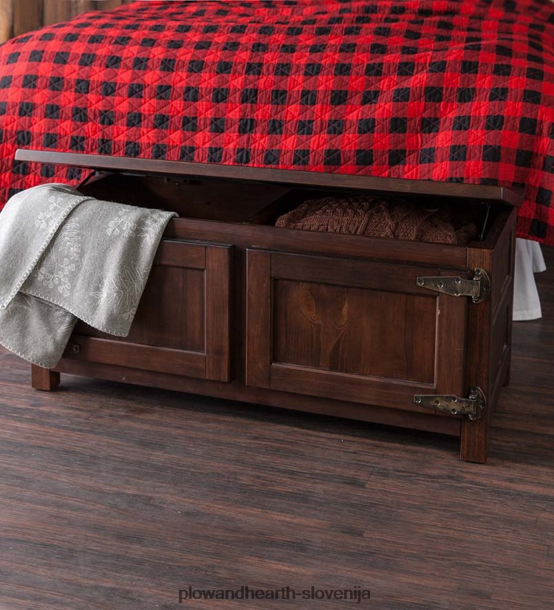 lesena klubska mizica/klop iz portlandske ledenice z repliko okovja - oreh Plow & Hearth 2V46081984 pohištvo