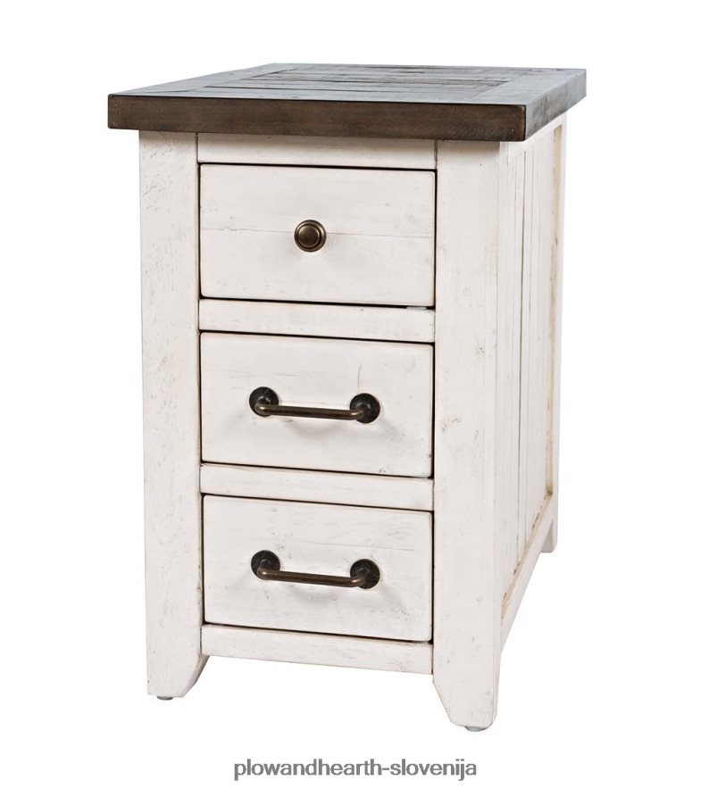 stranska mizica za elektrarno iz predelanega lesa cape charles z vrati usb - bela Plow & Hearth 2V46081987 pohištvo