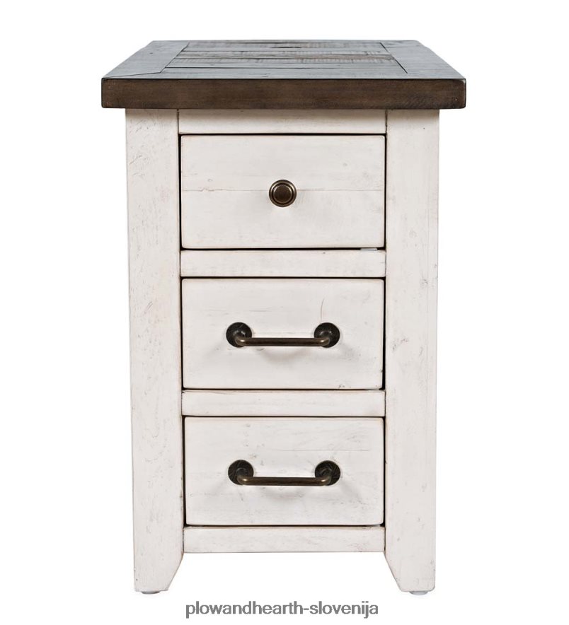 stranska mizica za elektrarno iz predelanega lesa cape charles z vrati usb - bela Plow & Hearth 2V46081987 pohištvo