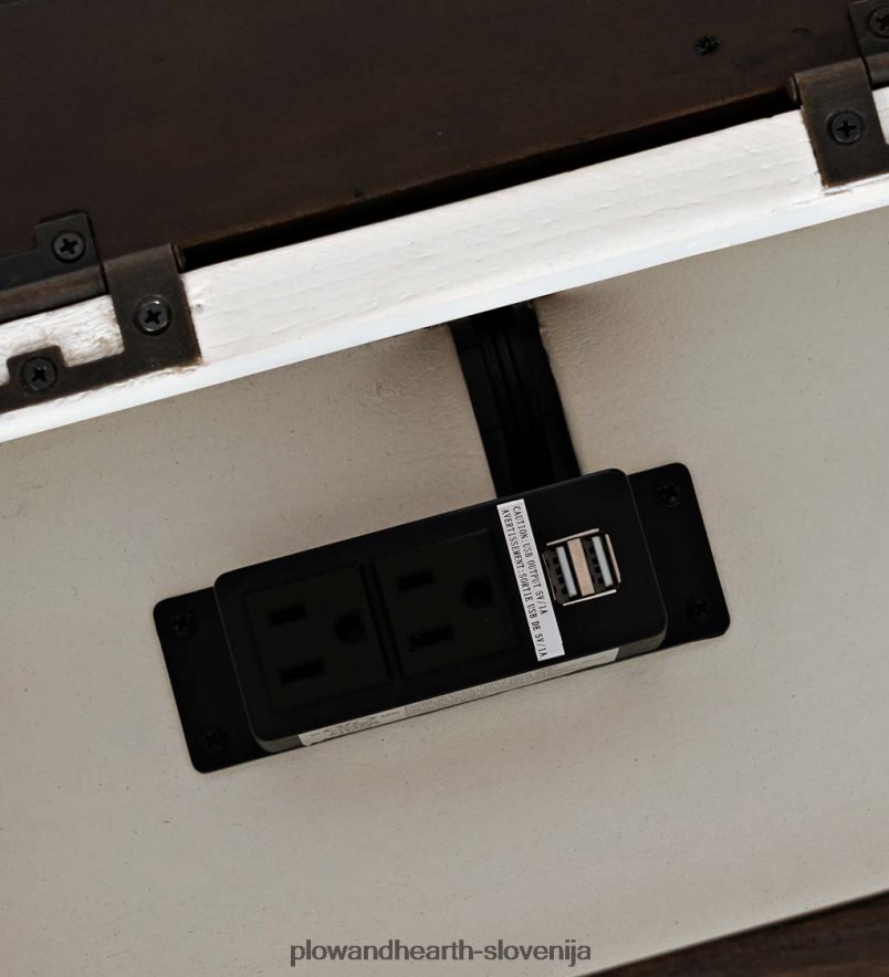 stranska mizica za elektrarno iz predelanega lesa cape charles z vrati usb - bela Plow & Hearth 2V46081987 pohištvo